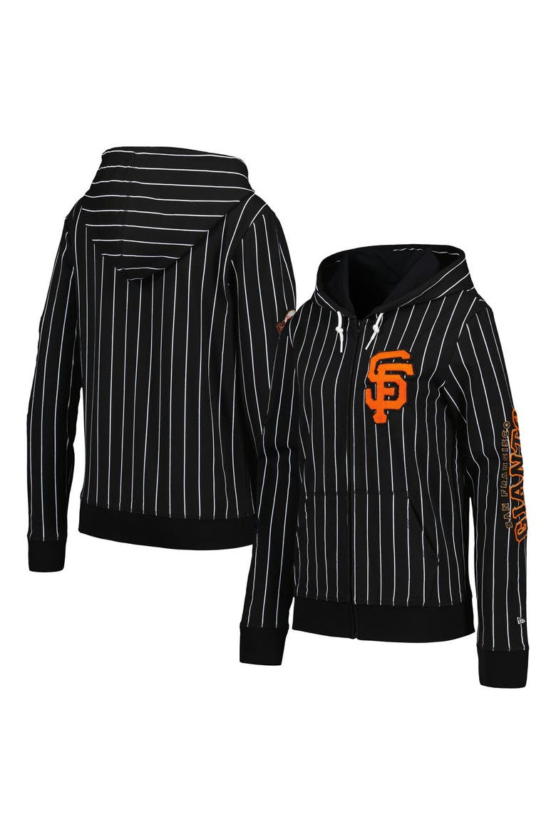 Women's New Era Black San Francisco Giants Pinstripe Tri-Blend Full-Zip Jacket, Main, color, Black
