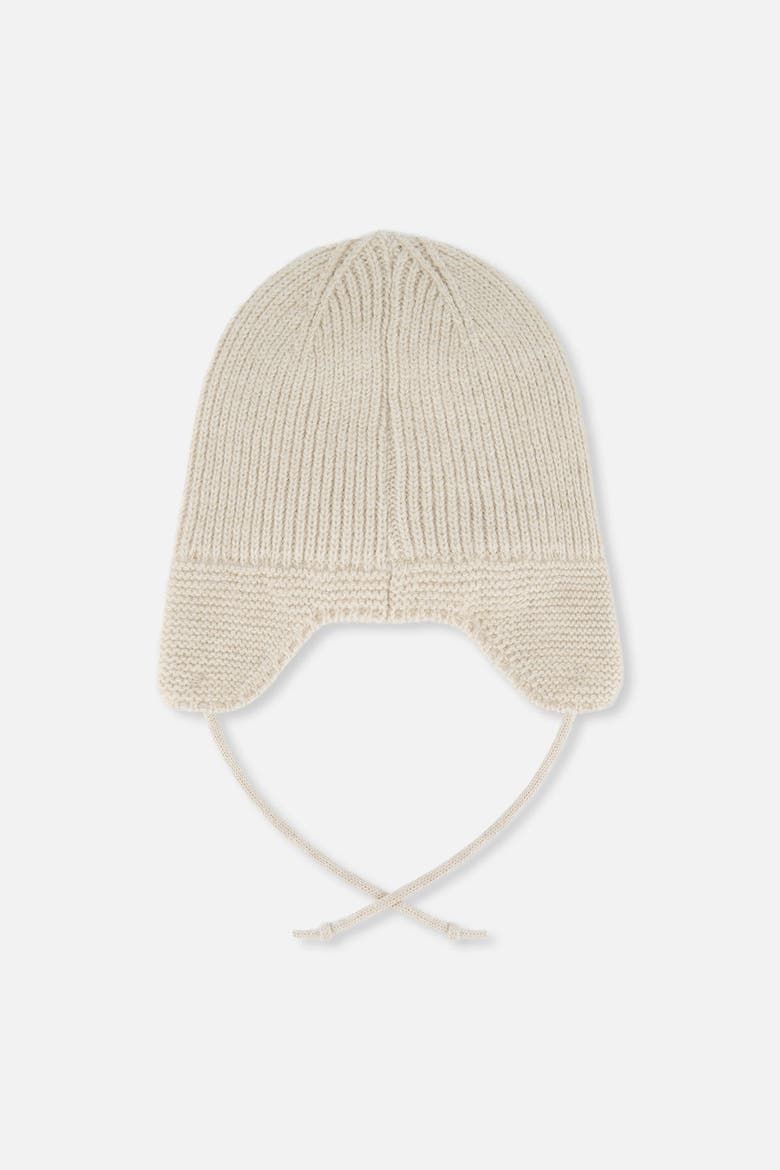 Fleece Lined Chin Tie Ear Flap Winter Knit Hat, Alternate, color, Beige