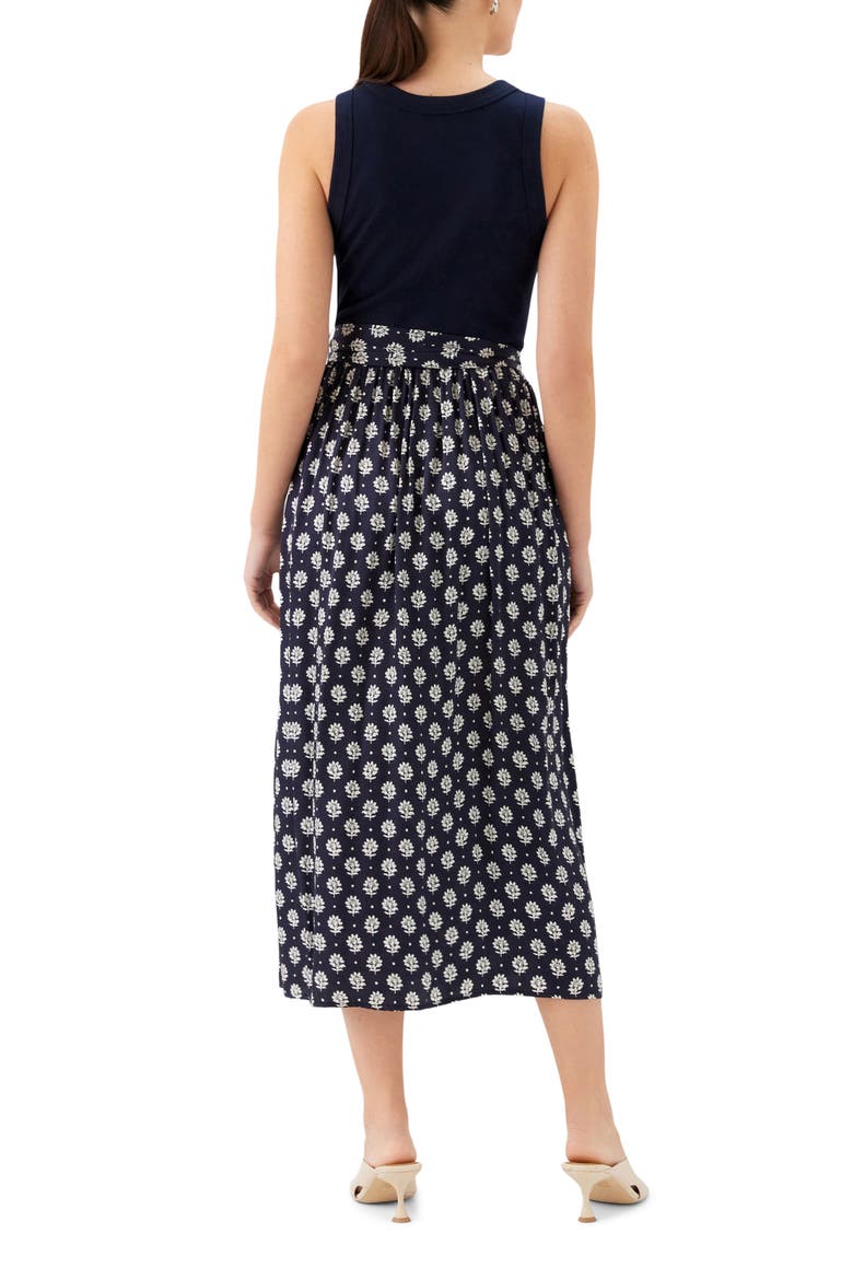 Sleeveless Belted Midi Dress, Alternate, color, NAVY