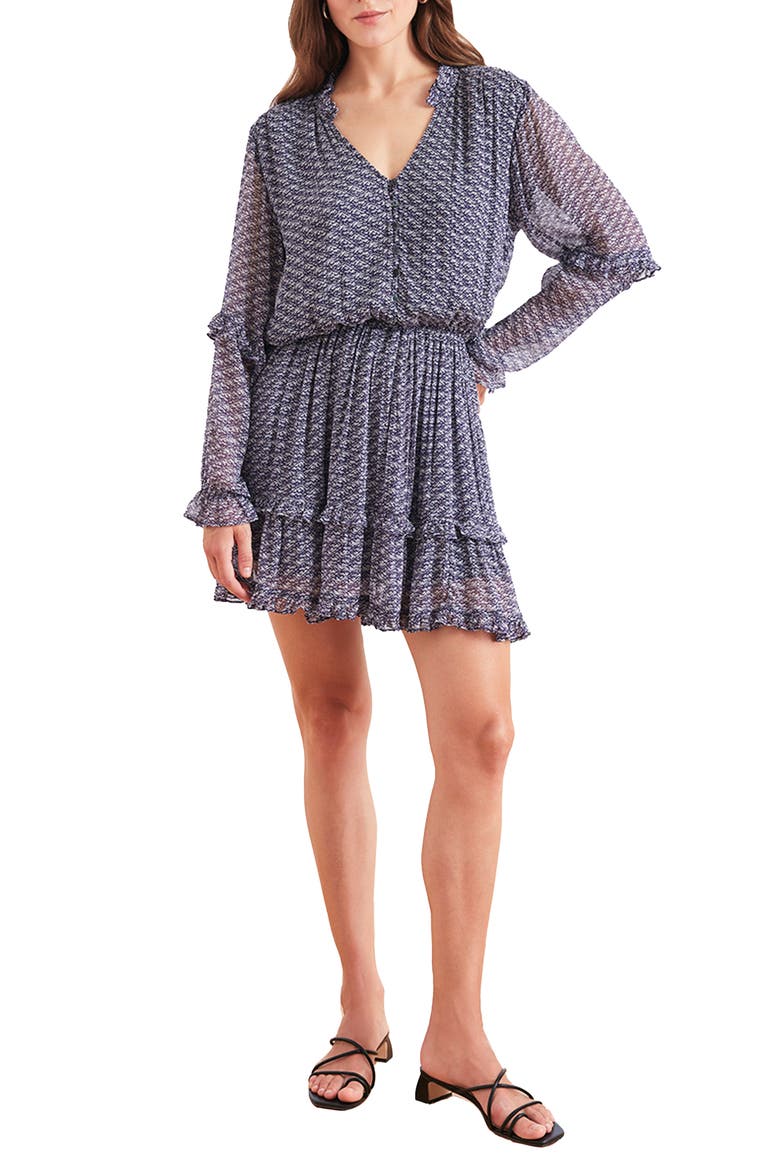 Tiered Ruffle Aria Mini Dress, Main, color, Moonshadows