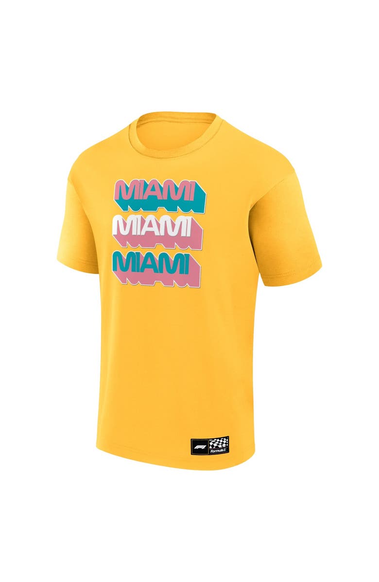 FANATICS Men's Fanatics Branded Yellow Formula 1 Miami Grand Prix Stacked Wordmark T-Shirt, Alternate, color, 