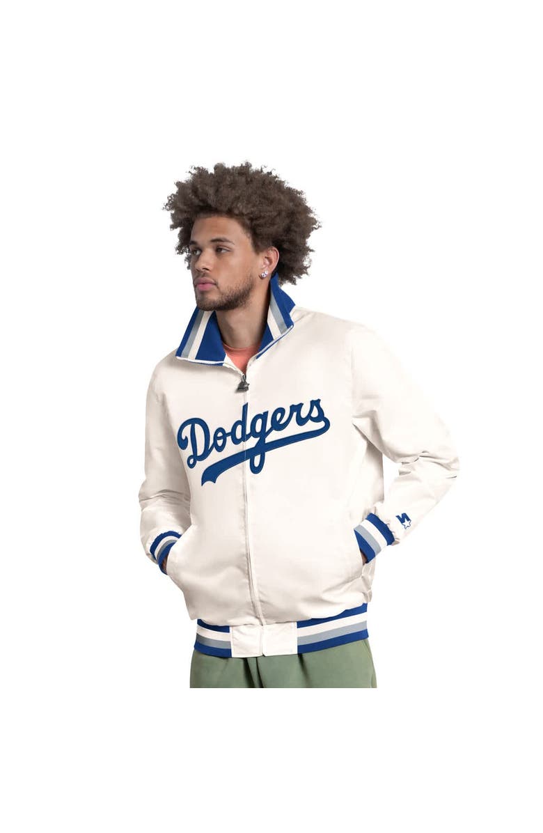 STARTER Men's Starter White Los Angeles Dodgers The Captain Cooperstown Logo Full-Zip Varsity Jacket, Main, color, White