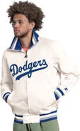 STARTER Men's Starter White Los Angeles Dodgers The Captain Cooperstown Logo Full-Zip Varsity Jacket