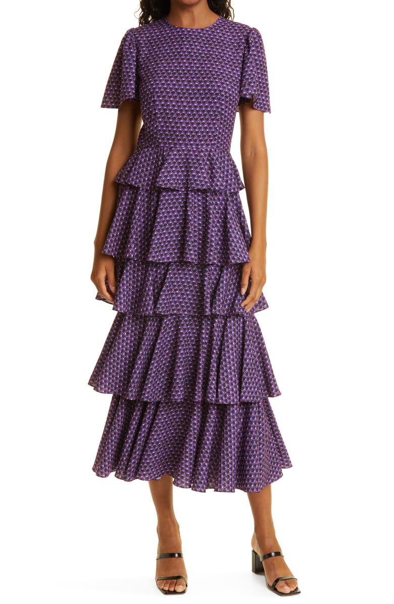 RHODE Serena Short Sleeve Tiered Dress, Main, color, 