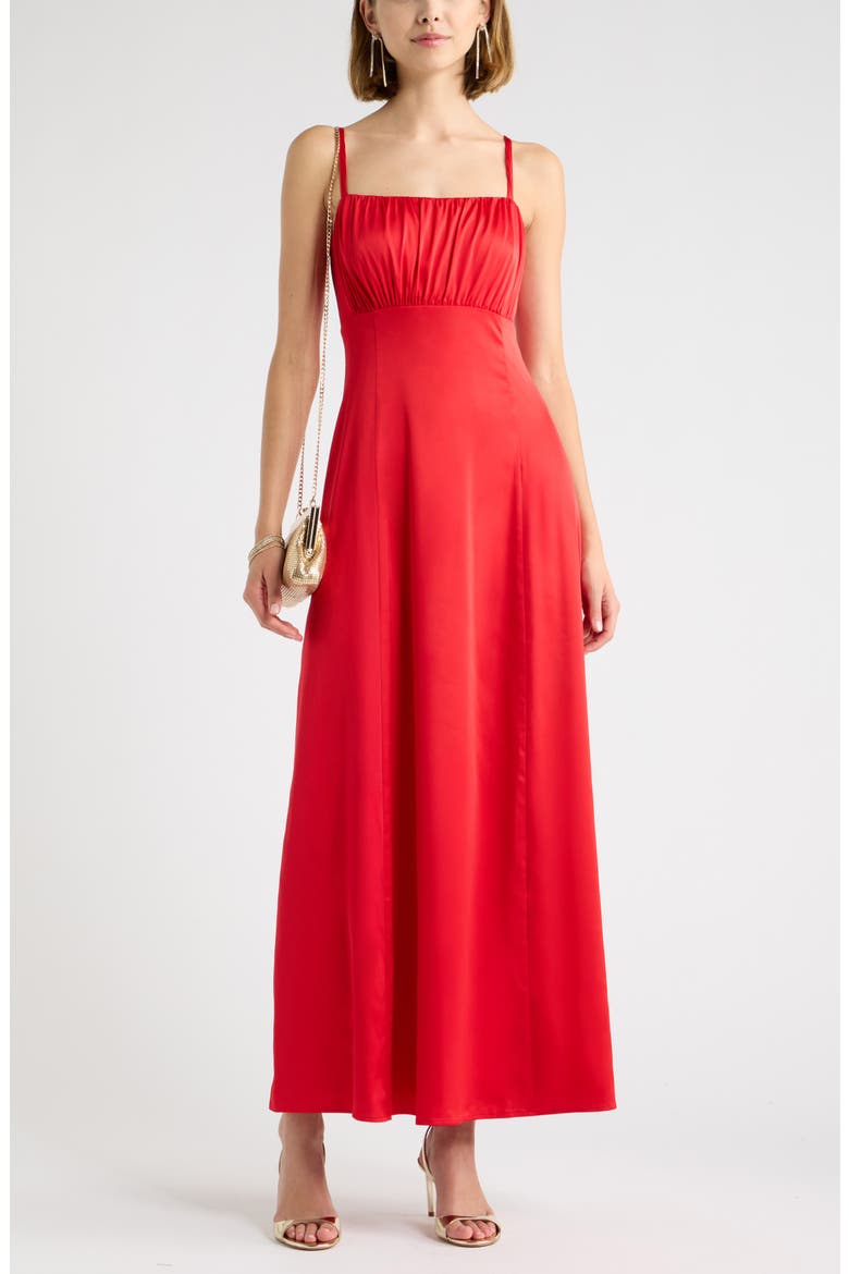 Satin Cocktail Maxi Dress, Alternate, color, RED PEPPER
