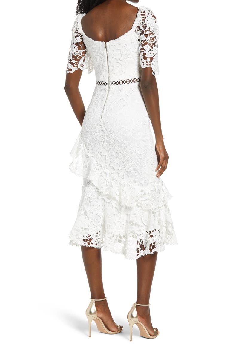 Briarwood Ruffle Lace Cocktail Dress, Alternate, color, WHITE