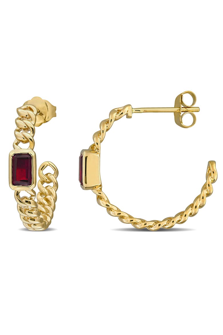 Gemstone Link Hoop Earrings 14K, Main, color, Garnet