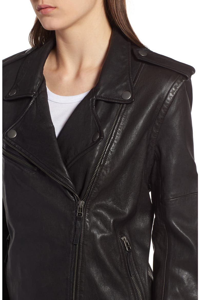 Convertible Leather Jacket, Alternate, color, BLACK