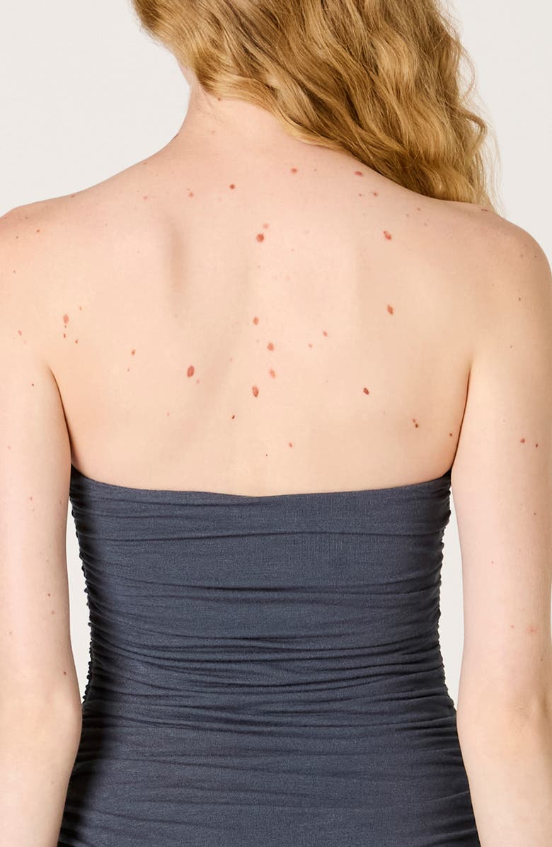 Nia Sabela Ruched Strapless Asymmetric Midi Dress, Alternate, color, Indigo