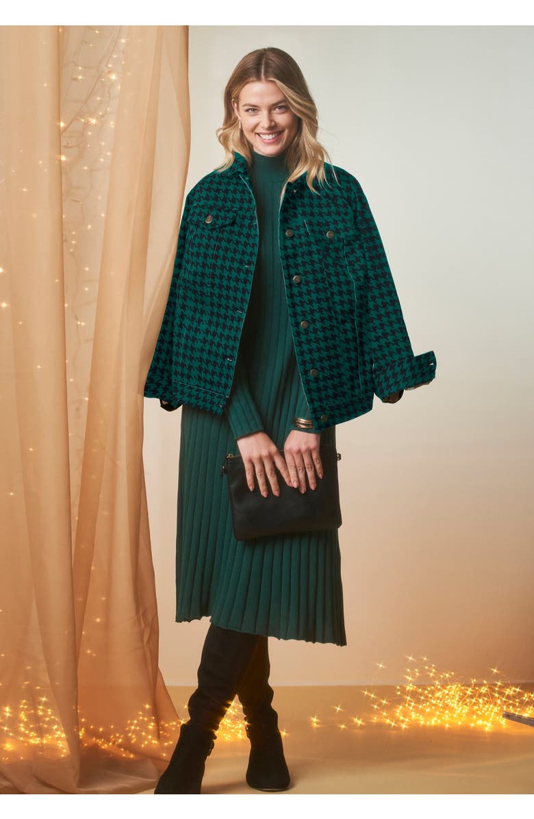 Jessica London Mock Neck Midi Sweater Dress, Alternate, color, Emerald Green