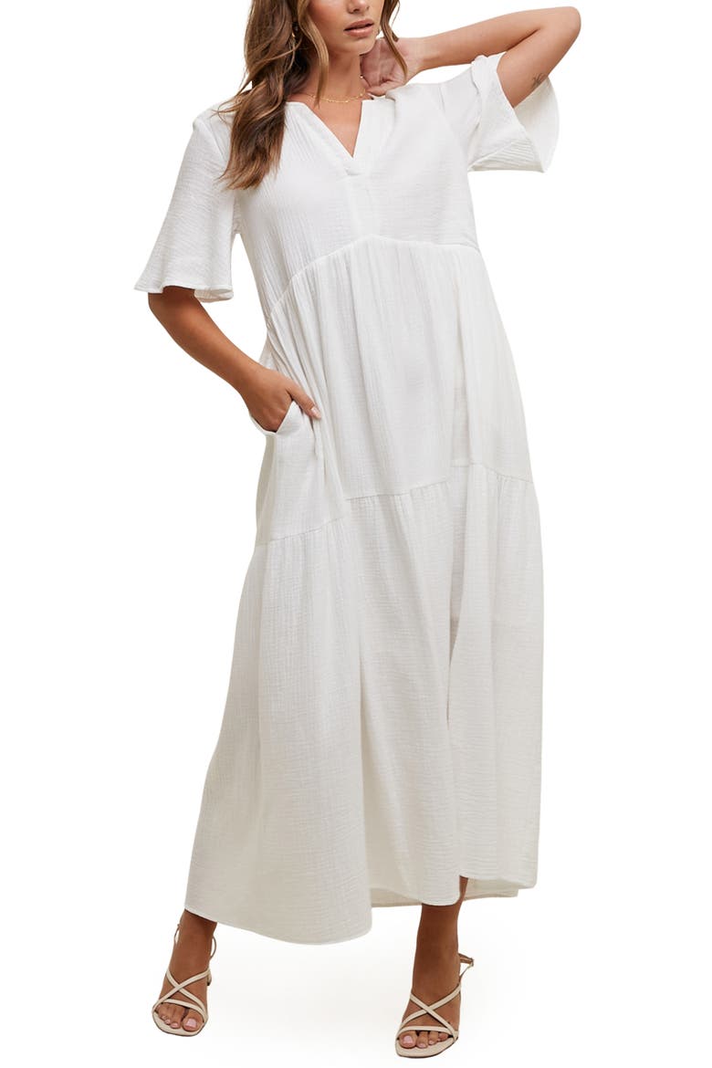 Cotton Gauze Maxi Dress, Main, color, WHITE