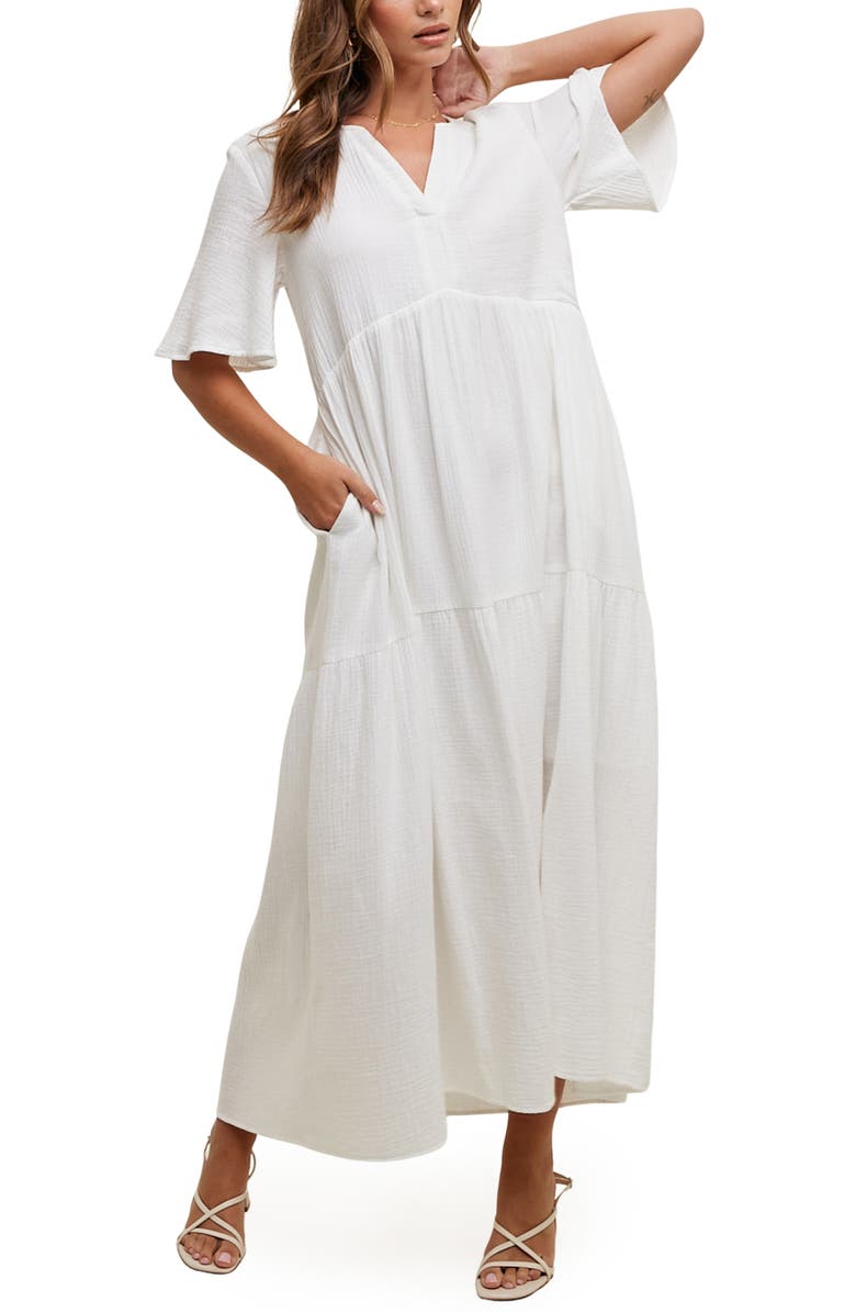 WISHLIST Cotton Gauze Maxi Dress, Main, color, White