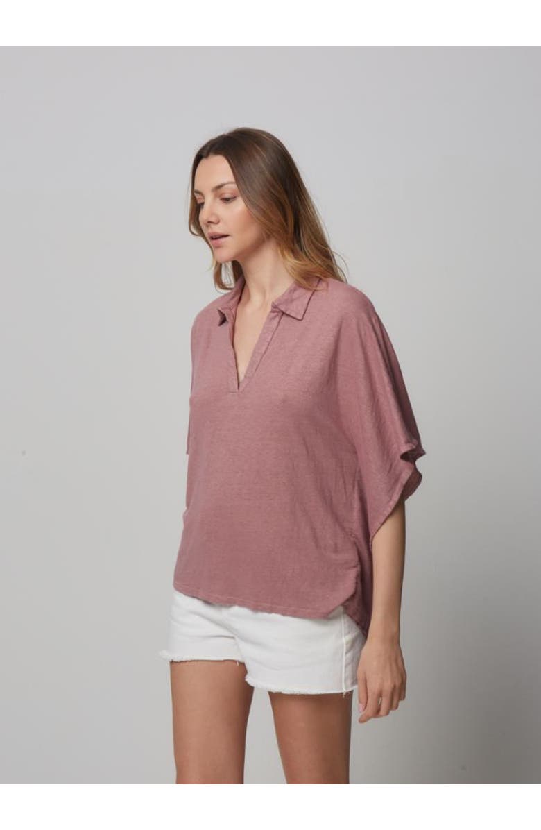 Majestic Filatures Linen Stretch Hand Dye Short Sleeve Batwing, Alternate, color, Bois De Rose