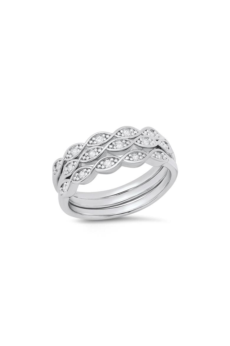 Round Simulated Diamond Stacked Ring, Main, color, SILVER