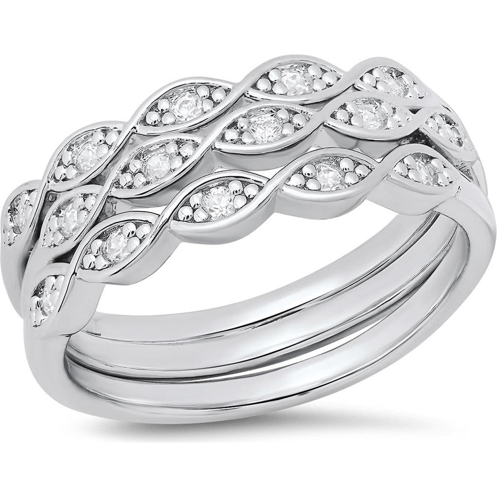 Hmy Jewelry Round Simulated Diamond Stacked Ring In Gray