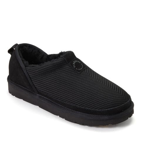 Fireside Sport Knit And Suede Slip On Shoetie Water Resistant Slippers