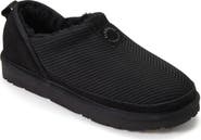 Dearfoams Fireside Sport Knit And Suede Water Repellent Slip On Shoetie