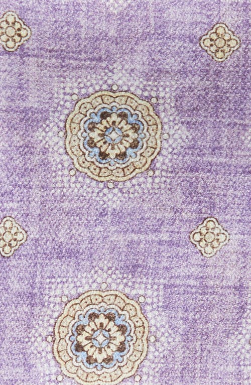 Shop Edward Armah Paisley & Medallion Reversible Silk Pocket Square In Lavender