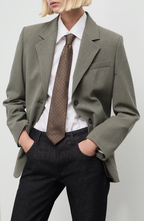 Straight Fit One-Button Suit Blazer