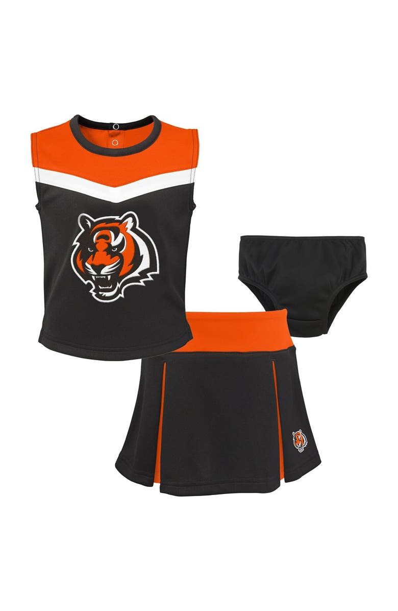 Outerstuff Girls Toddler Black Cincinnati Bengals Spirit Cheer Two-Piece Cheerleader Set with Bloomers, Main, color, Black