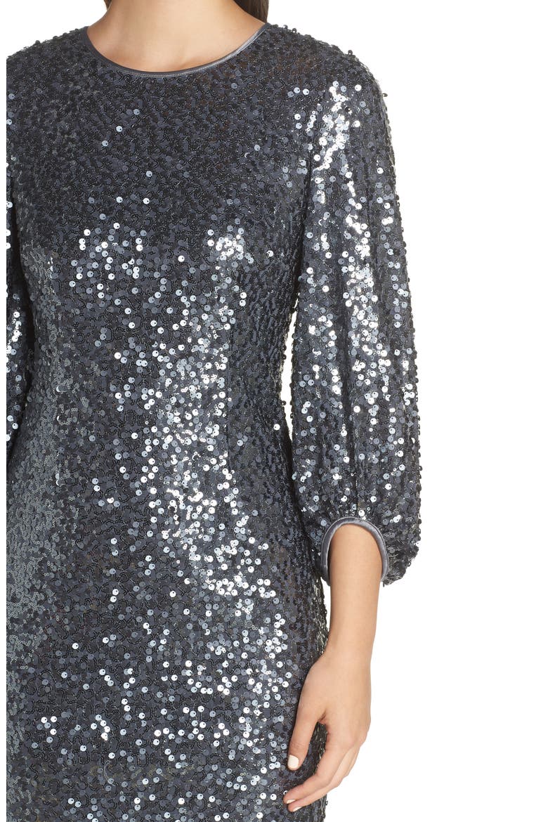 Blouson Sleeve Sequin Sheath Dress, Alternate, color, GREY