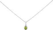 Haus of Brilliance 10K White Gold 5x3mm Gemstone and Diamond Accent Halo Pear Shape 18" Pendant Necklace