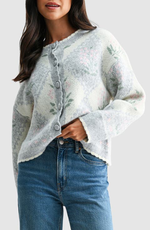 Floral Argyle Cardigan