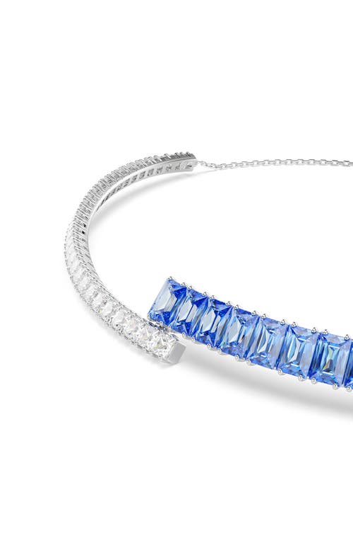 Swarovski Matrix Mixed Cuts Rhodium Plated Choker In Blue
