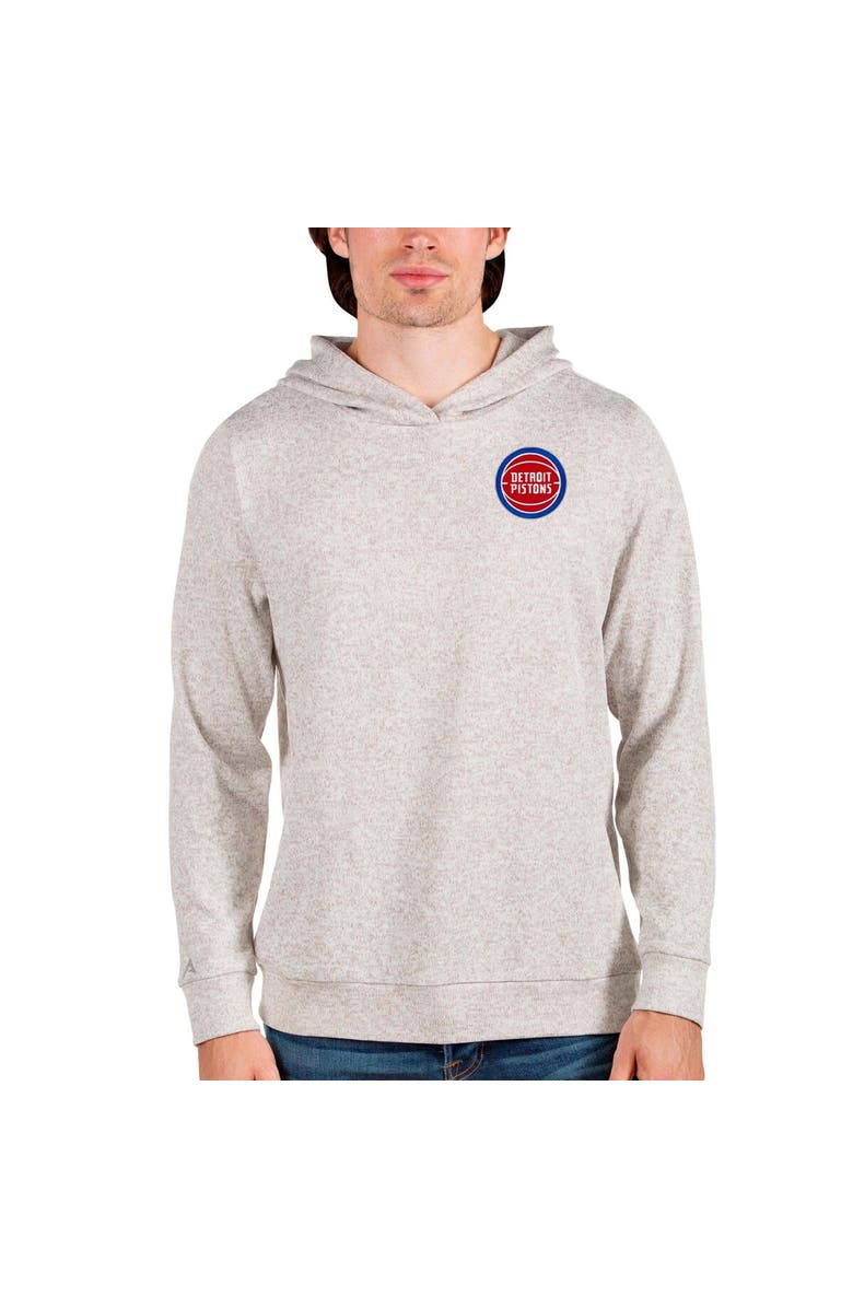 ANTIGUA Men's Antigua Oatmeal Detroit Pistons Absolute Pullover Hoodie, Main, color, 