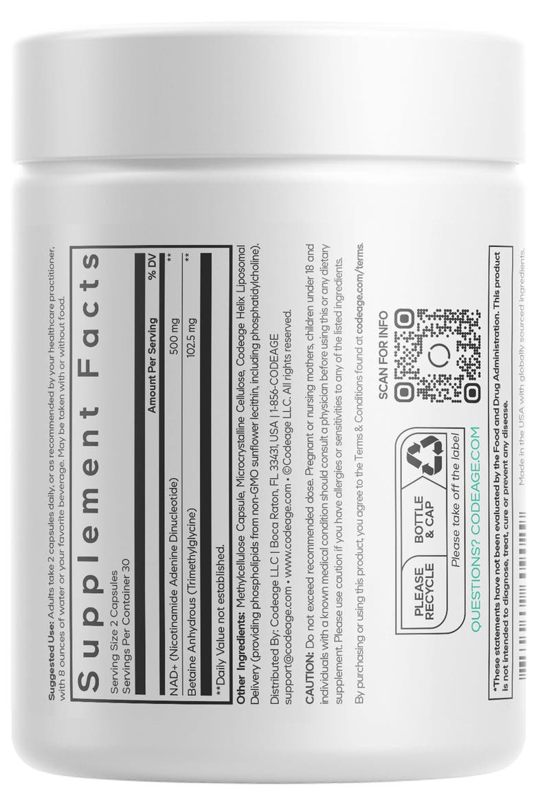 Liposomal NAD+ Betaine Anhydrous Supplement, Alternate, color, White