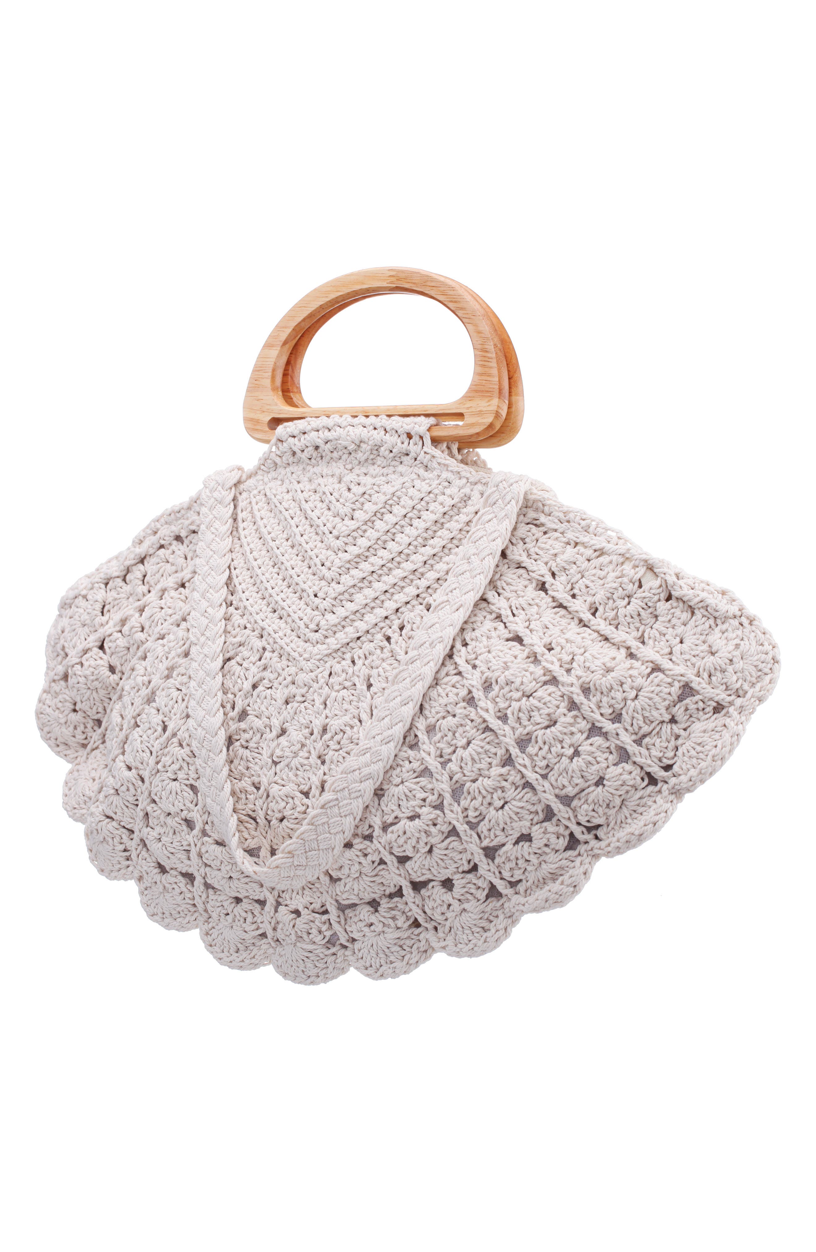Nina Unity Crochet Shell Clutch, Alternate, color, Ivory