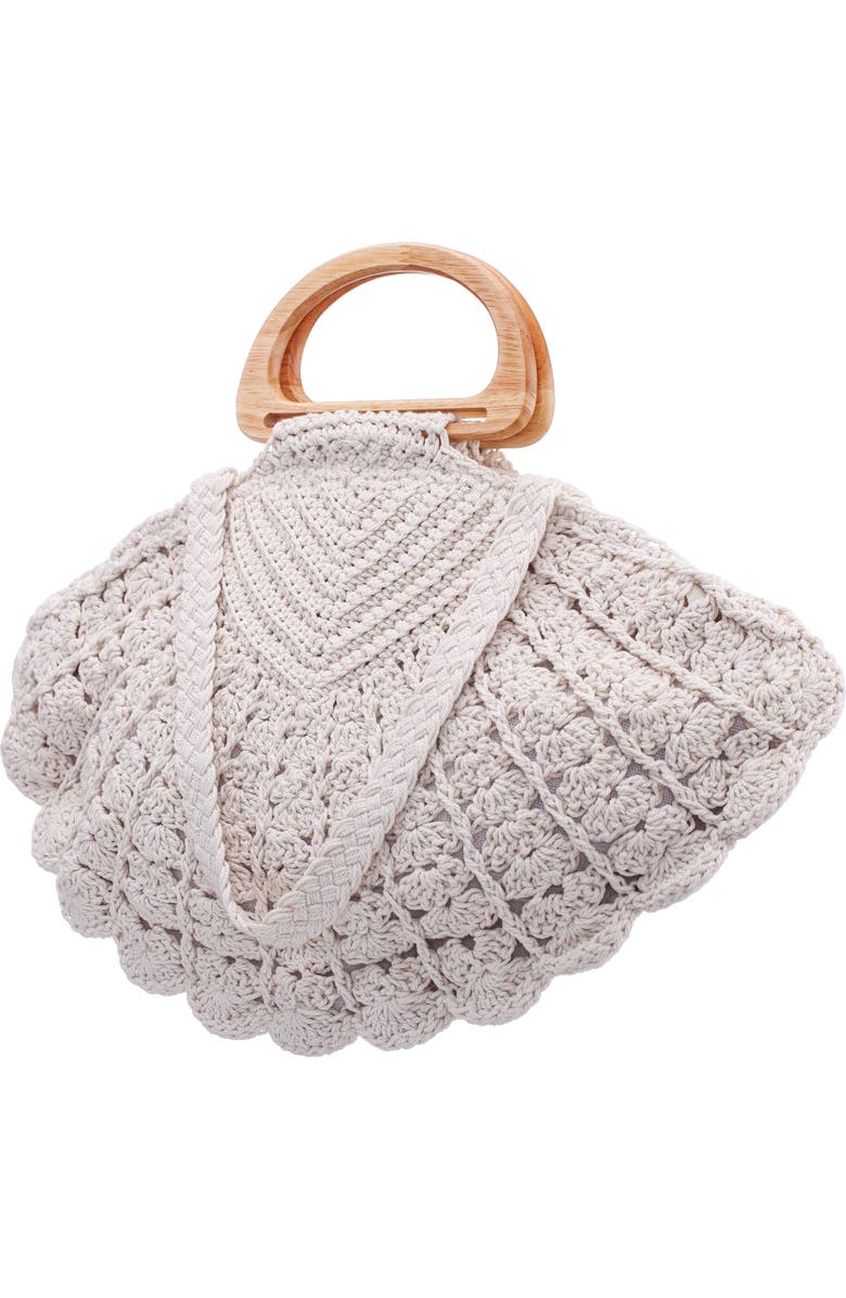 Nina Unity Crochet Shell Clutch, Alternate, color, Ivory