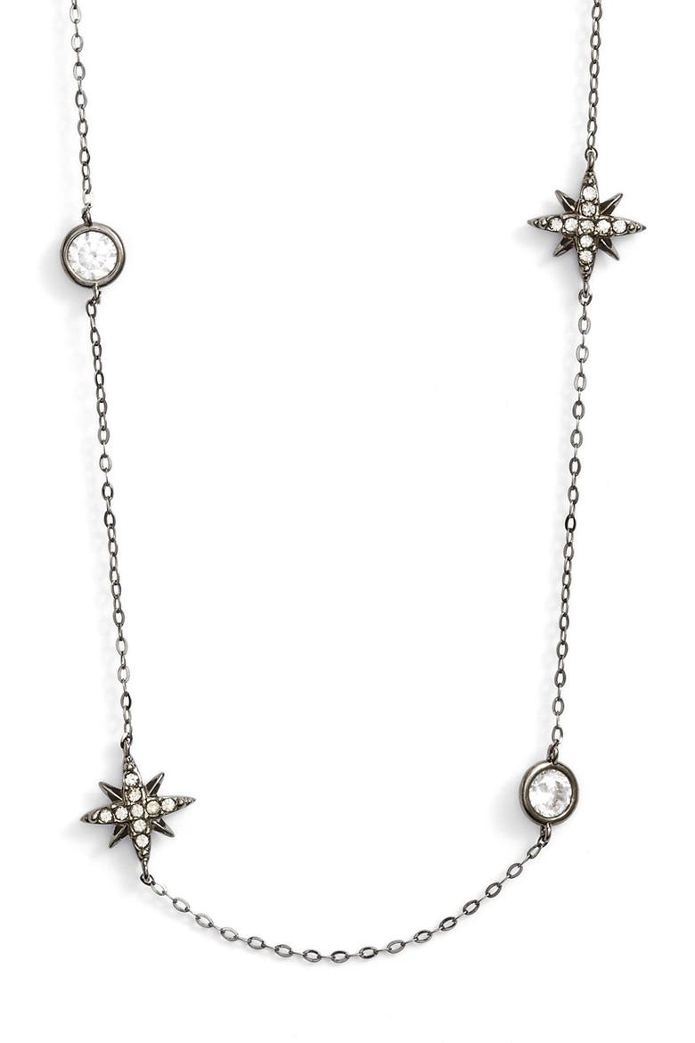 'Starry Night' Cubic Zirconia Long Strand Necklace, Alternate, color, BLACK