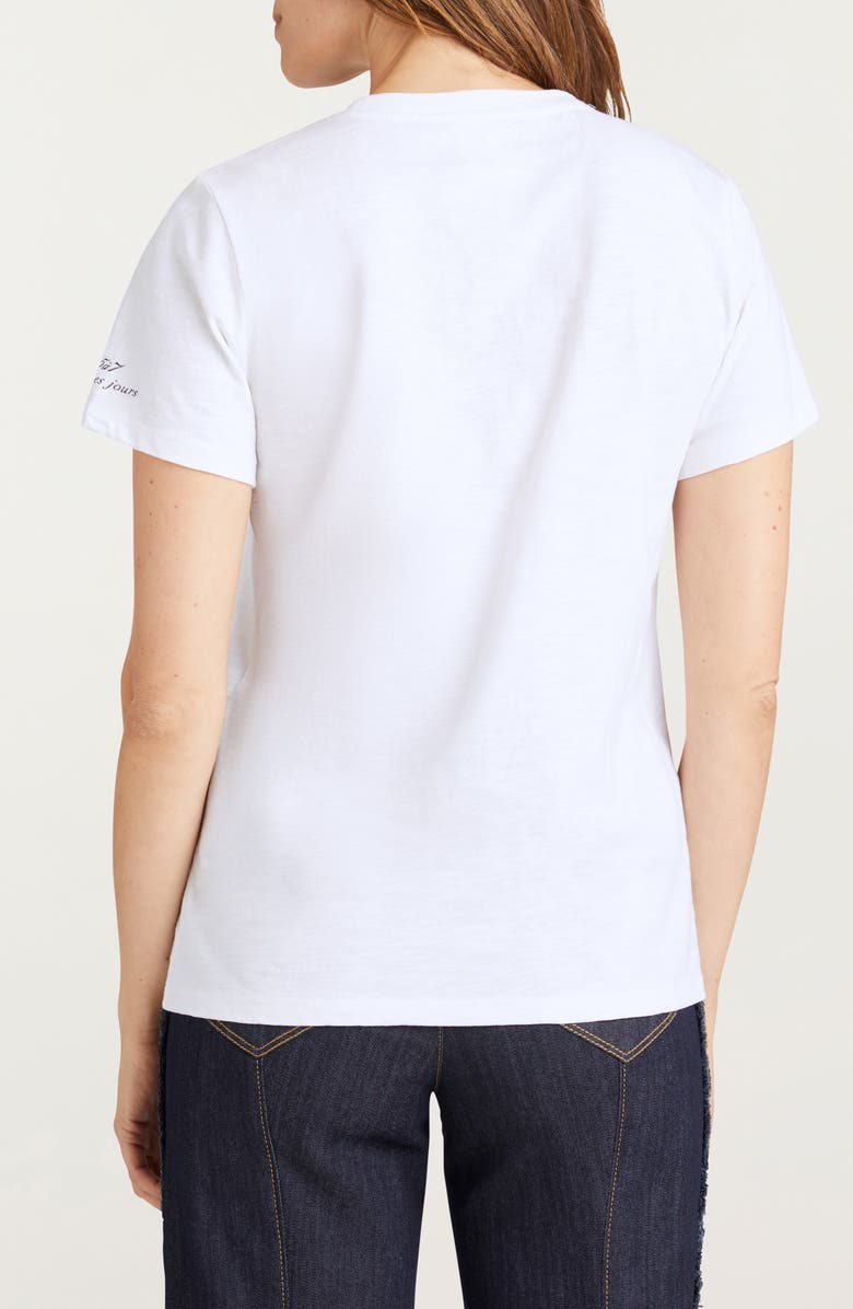 Cinq à Sept Bonjour Sequin Appliqué Cotton T-Shirt, Alternate, color, White/ Multi