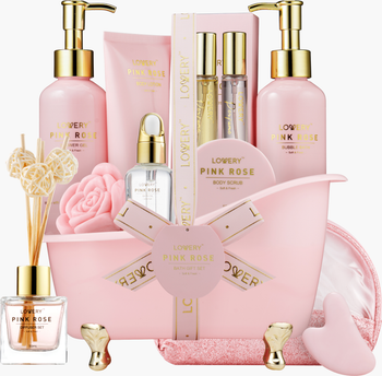 Luxury Spa Kit, 18Pc Relaxing Basket With Perfumes, Gua Sha And More