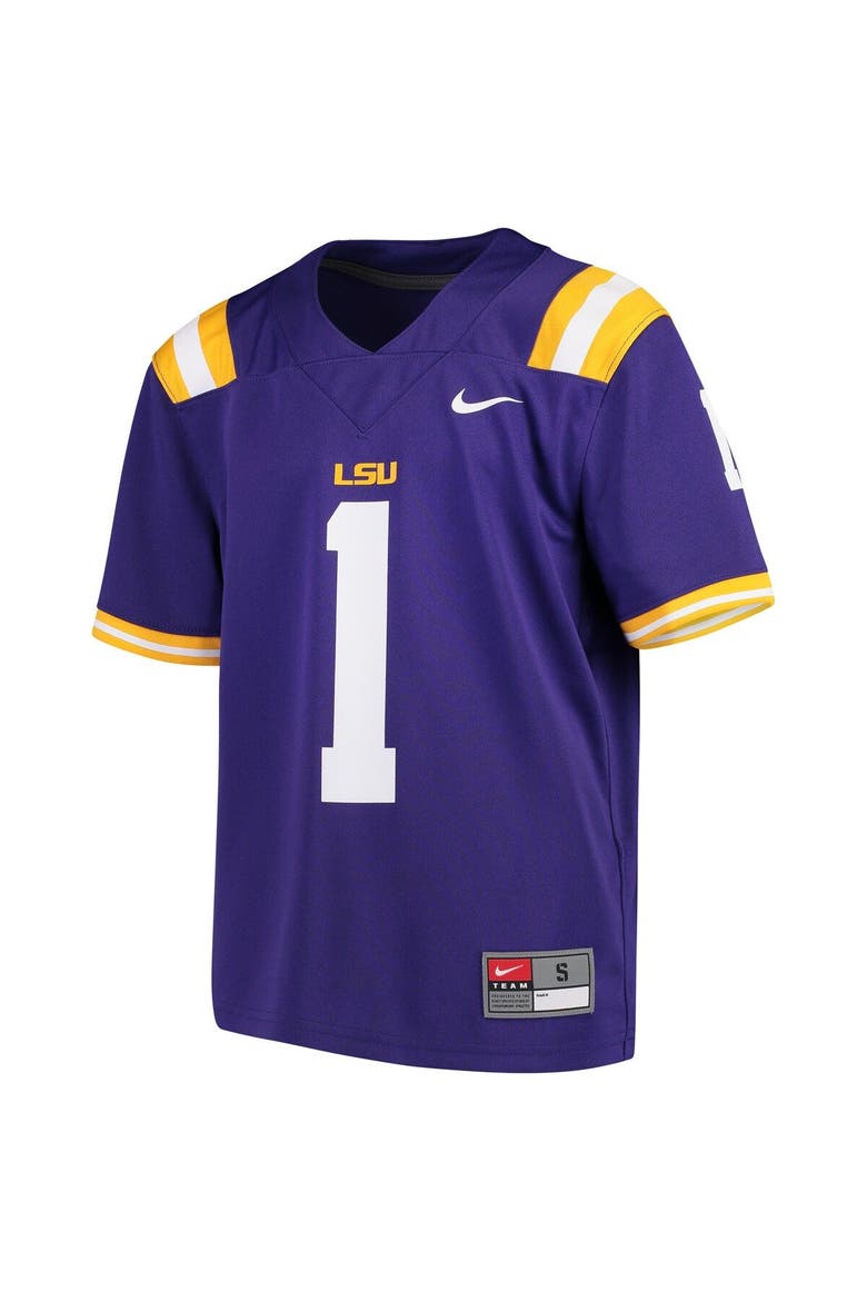 Youth Nike #1 Purple LSU Tigers Team Replica Football Jersey, Alternate, color, Purple