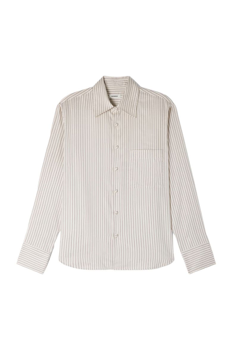 Striped loose-fit shirt, Alternate, color, Ecru / gris