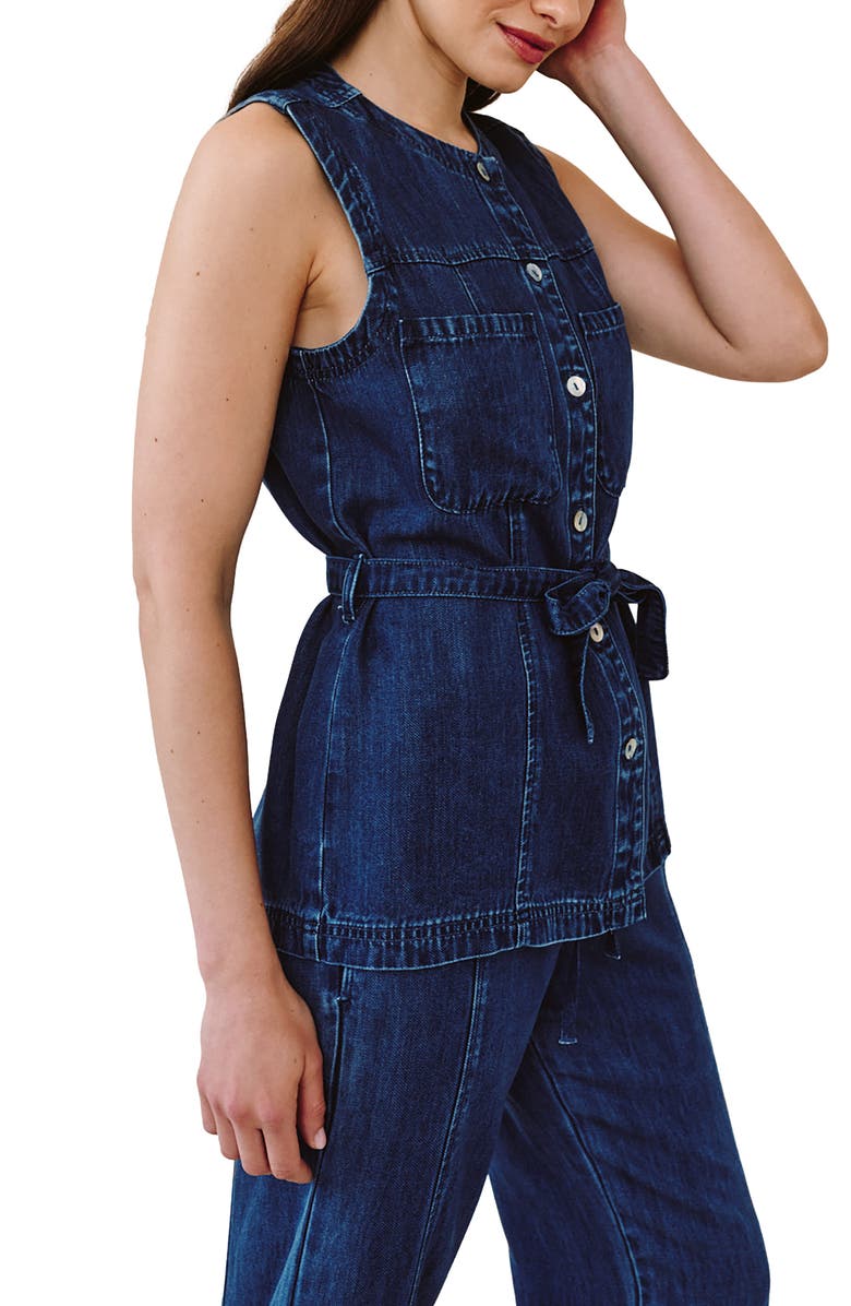Bella Dahl Seamed Belted Chambray Vest, Alternate, color, Horizon Blue Wash