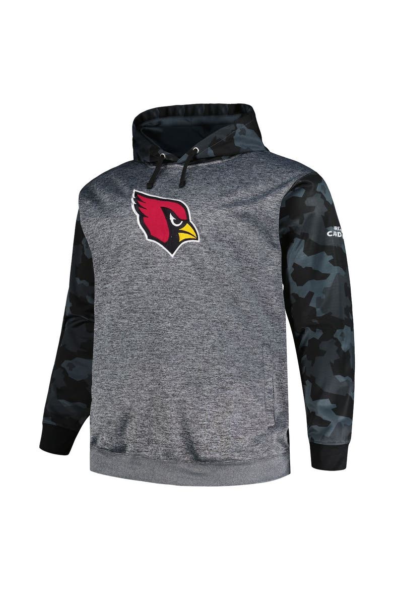 Men's Fanatics Branded Heather Charcoal Arizona Cardinals Big & Tall Camo Pullover Hoodie, Alternate, color, Heather Charcoal