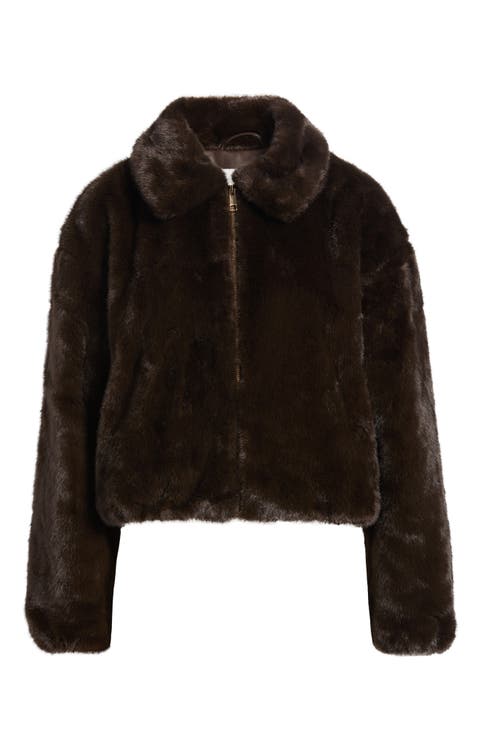 Zip Front Faux Fur Blouson Jacket