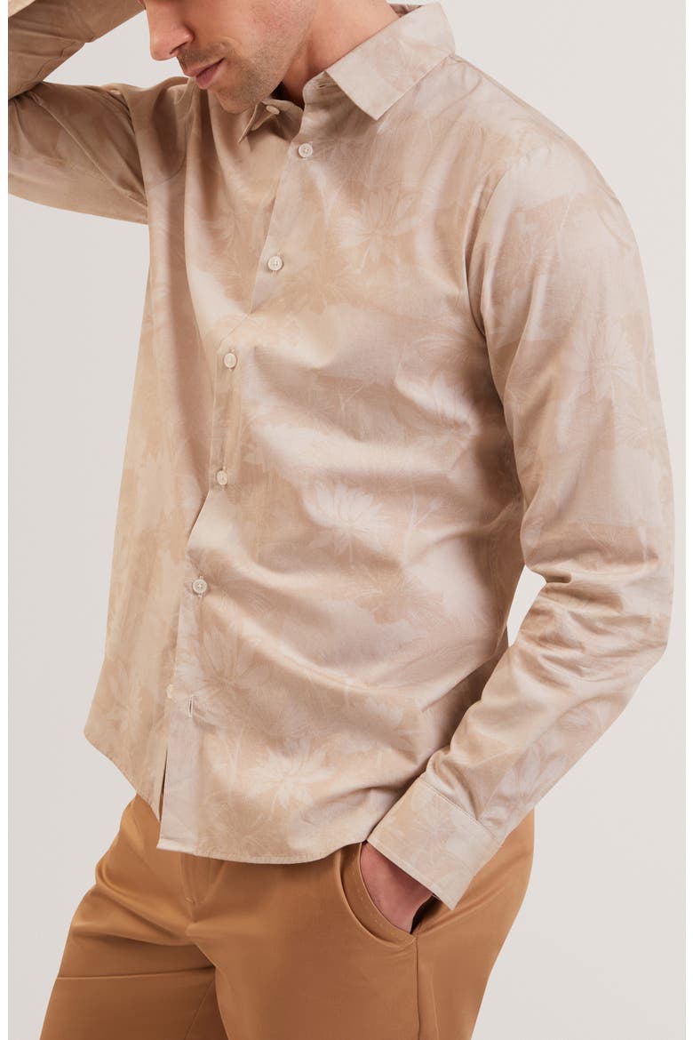 Ocania Regular Fit Floral Cotton Button-Up Shirt, Alternate, color, BEIGE/ ECRU