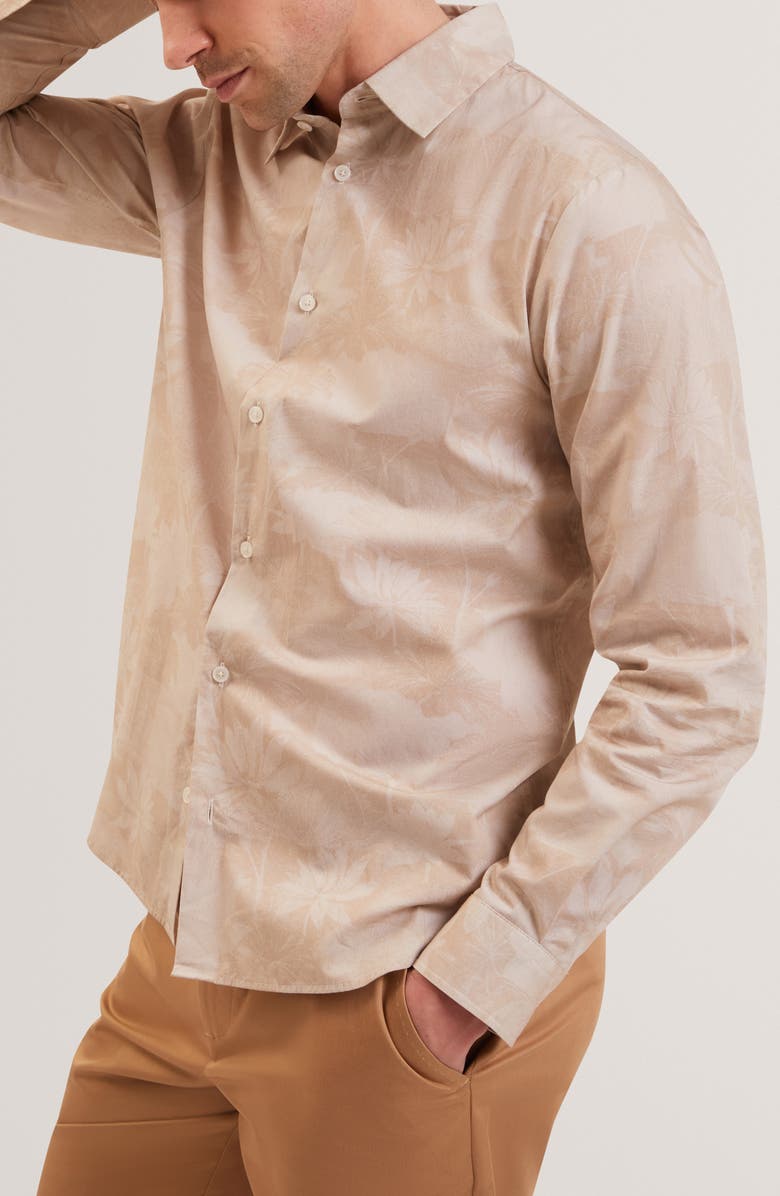 Ted Baker Ocania Regular Fit Floral Cotton Button-Up Shirt, Alternate, color, 