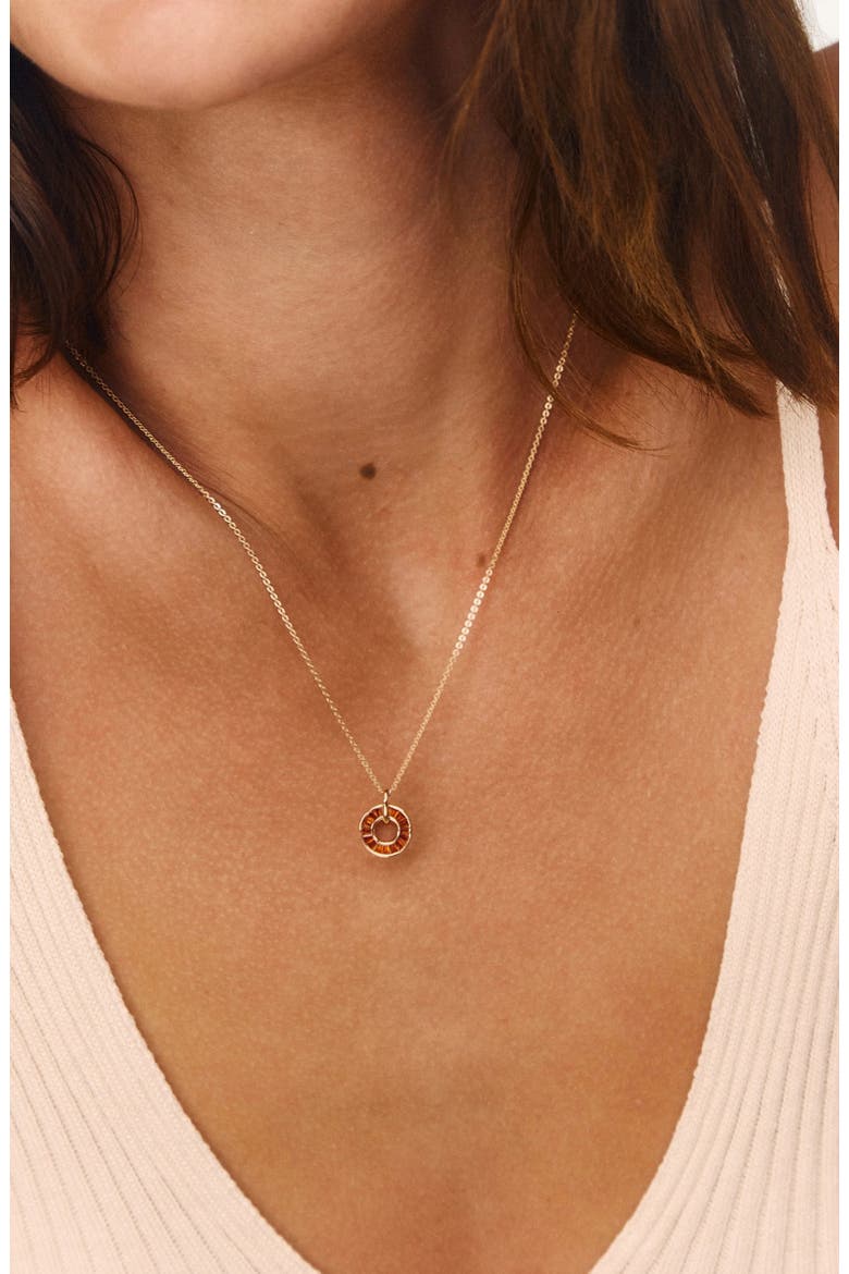 Baguette Birthstone Charm Necklace, Alternate, color, January Gold Filled