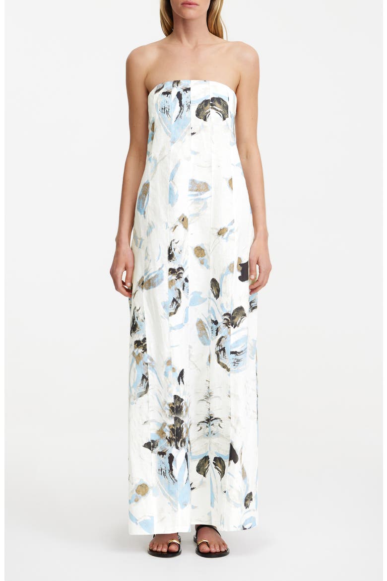 Rosalie Floral Cotton Strapless Maxi Dress, Main, color, MAGNOLIA