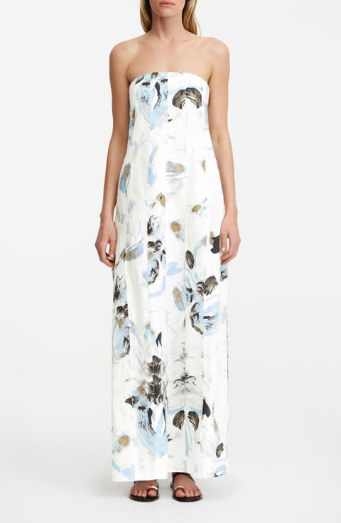 Rosalie Floral Cotton Strapless Maxi Dress