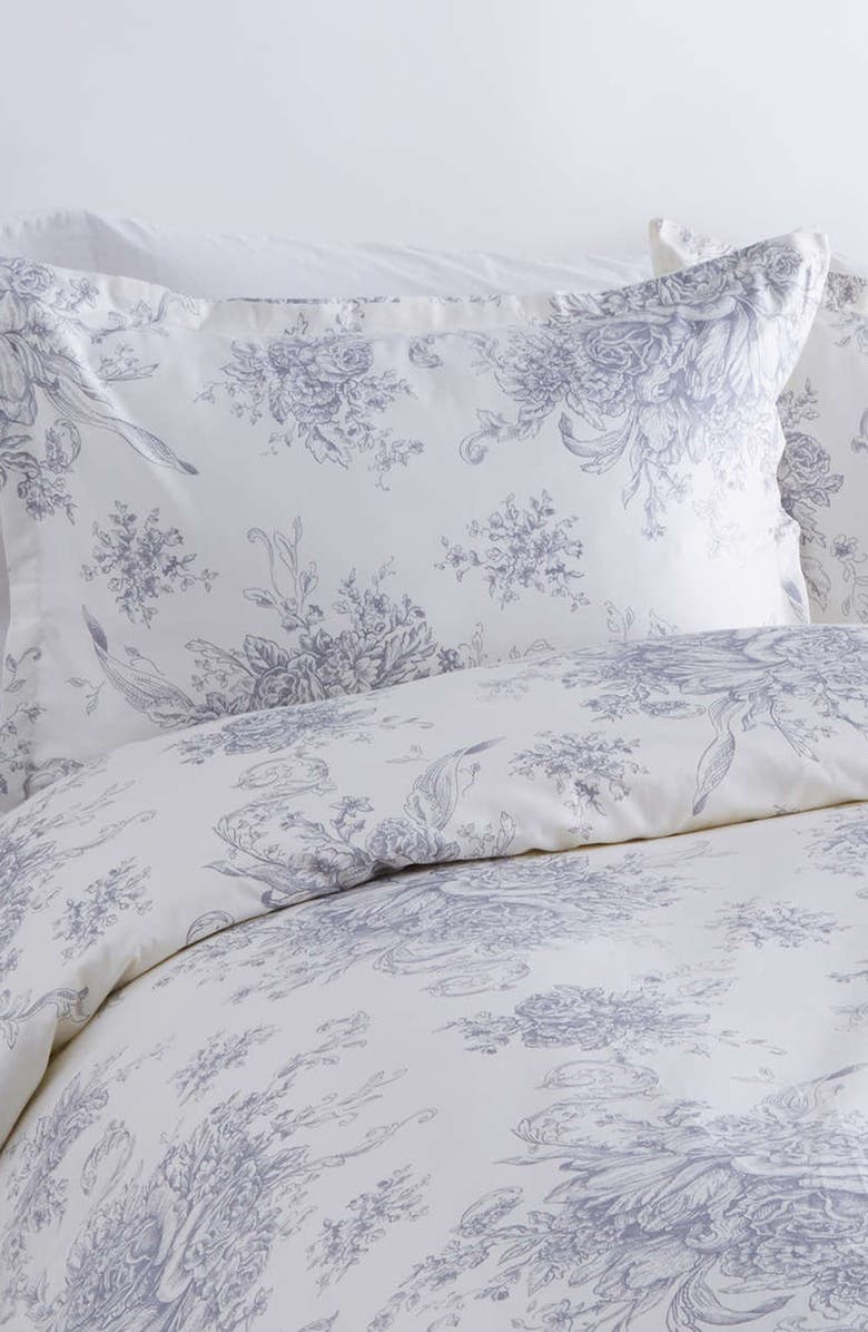 MELANGE HOME 400 Thread Count Cotton Toile Duvet Set, Main, color, Grey