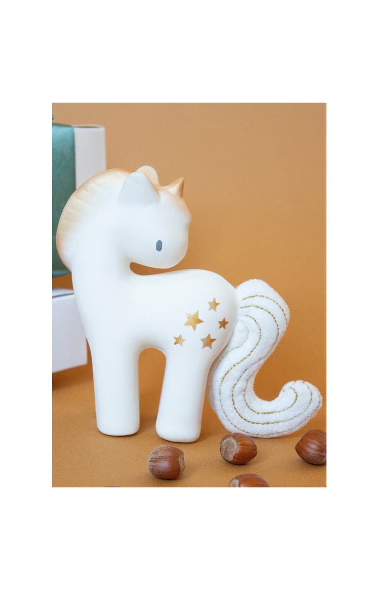 Tikiri Shining Stars Unicorn Organic Natural Rubber Rattle, Alternate, color, Multicolored