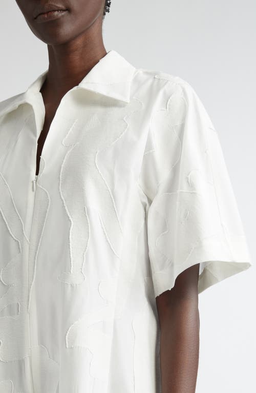 Lafayette 148 New York Gestures Cotton Blend Jacquard A-line Dress In White