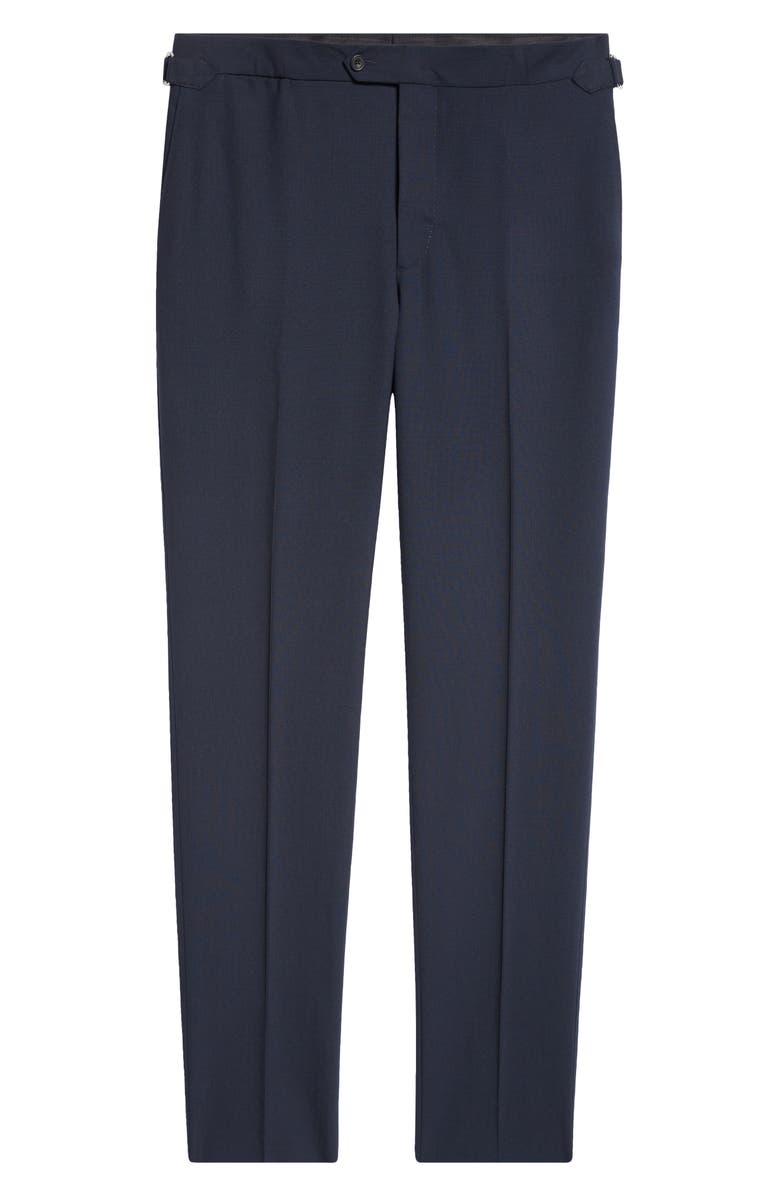 Thom Sweeney Fresco Tailored Flat Front Wool Trousers, Alternate, color, Navy