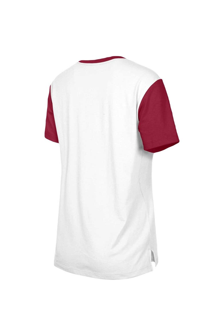 Women's New Era  White/Burgundy Washington Commanders Third Down Colorblock T-Shirt, Alternate, color, White